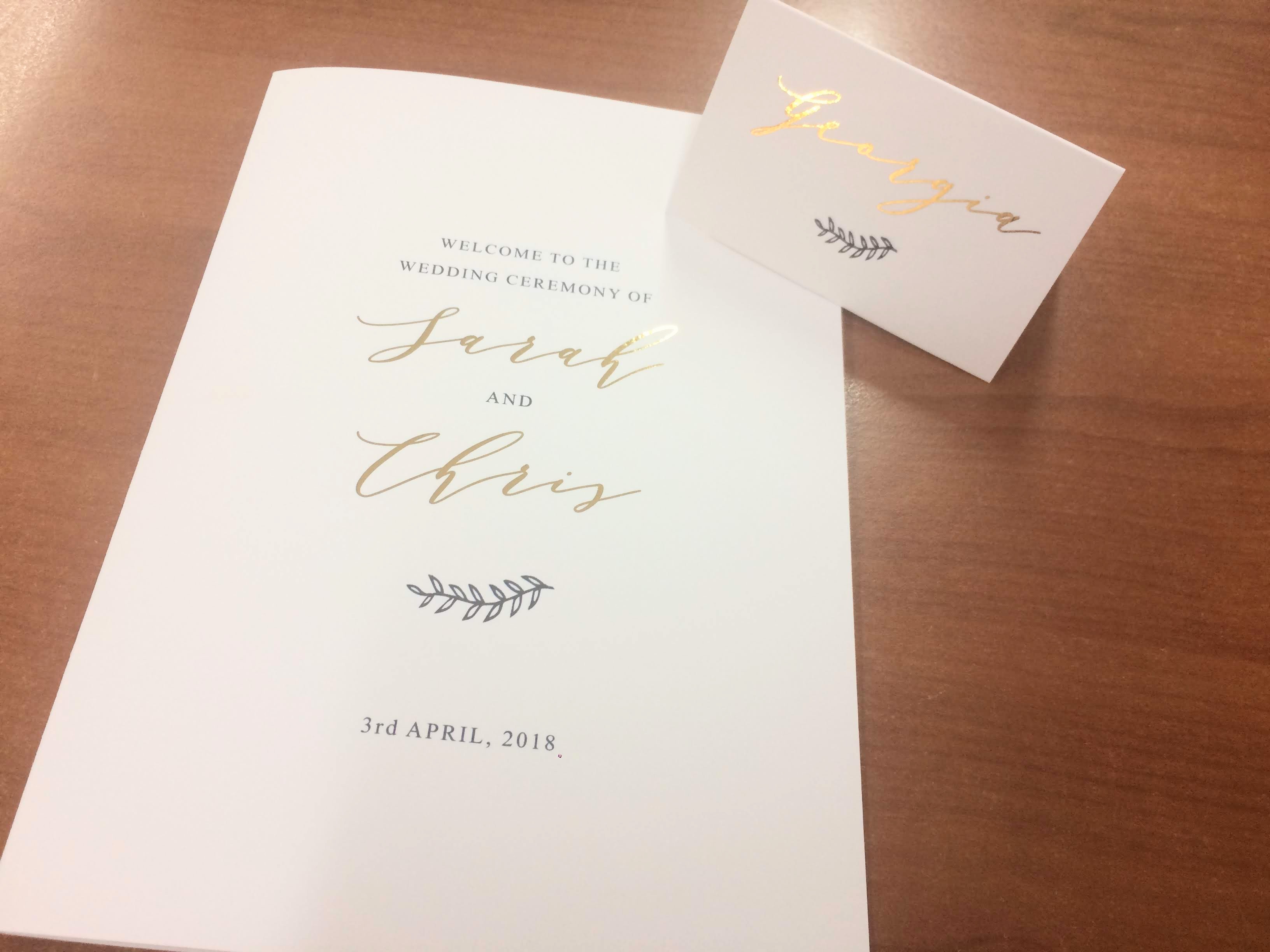 Sydney wedding stationery digital gold foil modern script