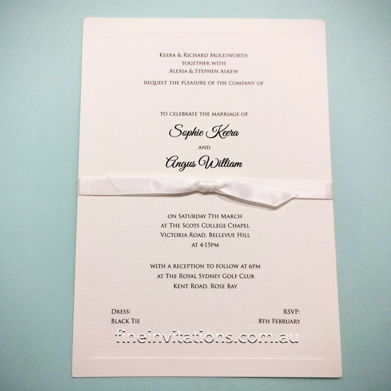 Sydney wedding invitation simple classic ivory