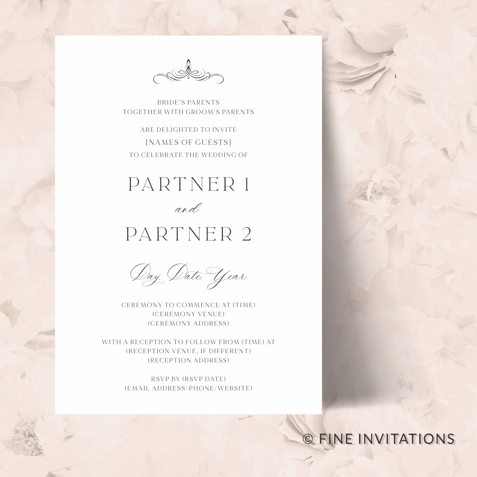 Stylish formal wedding invitation