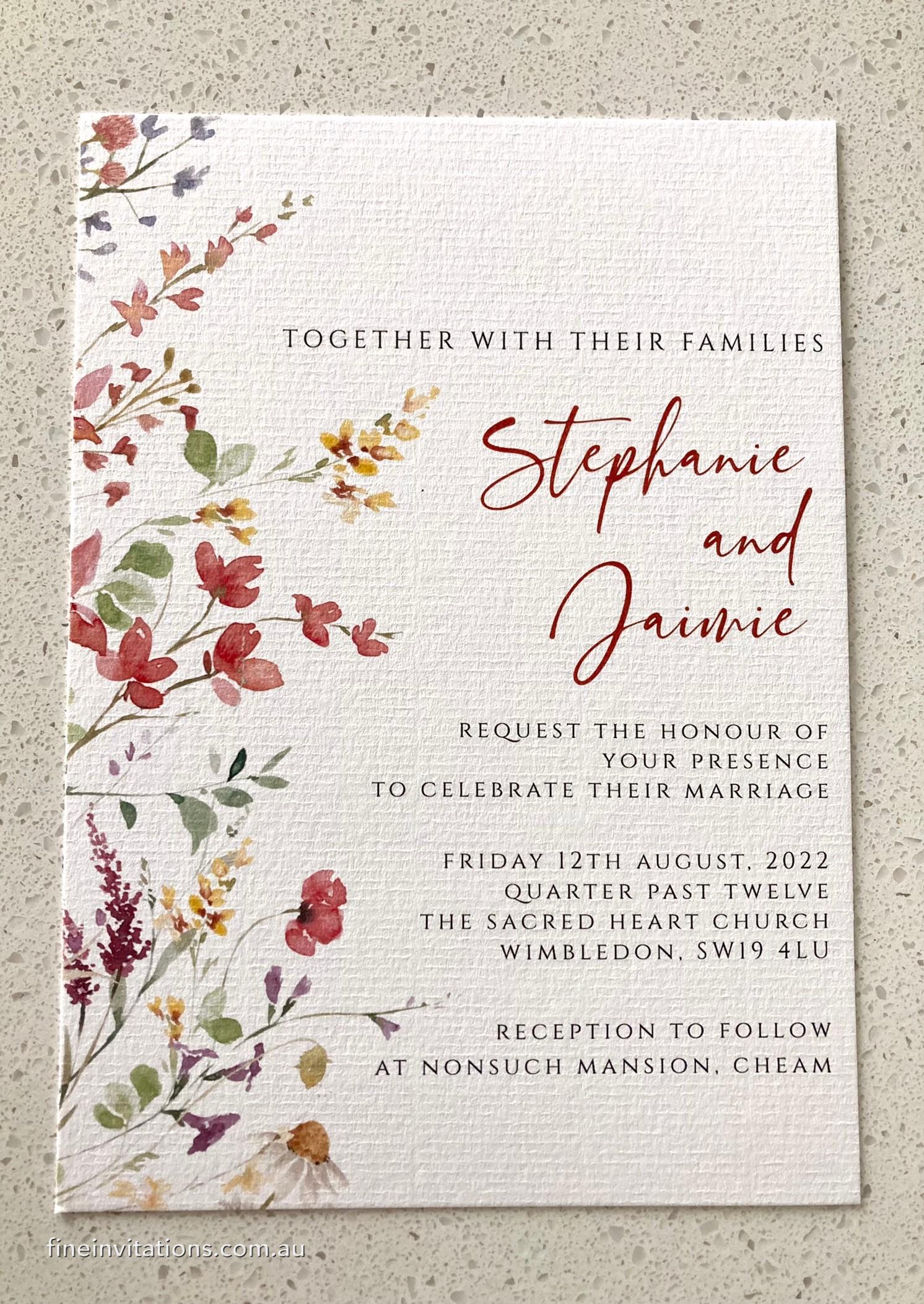 Sydney wedding invitation printing