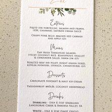Sydney wedding menus