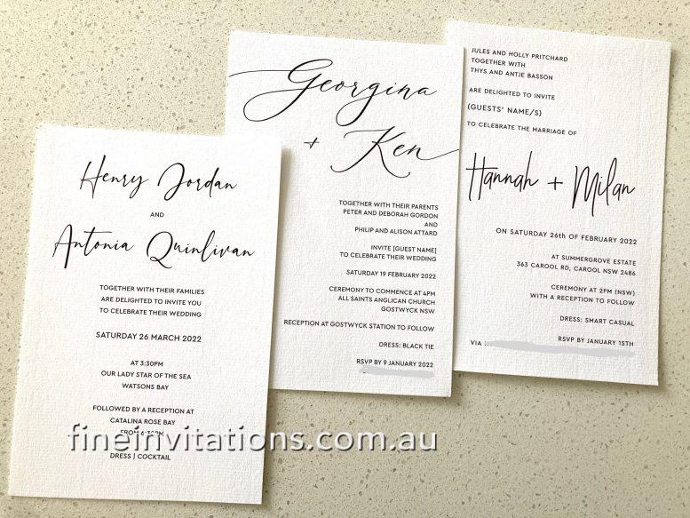 Sydney wedding calligraphy script invitations
