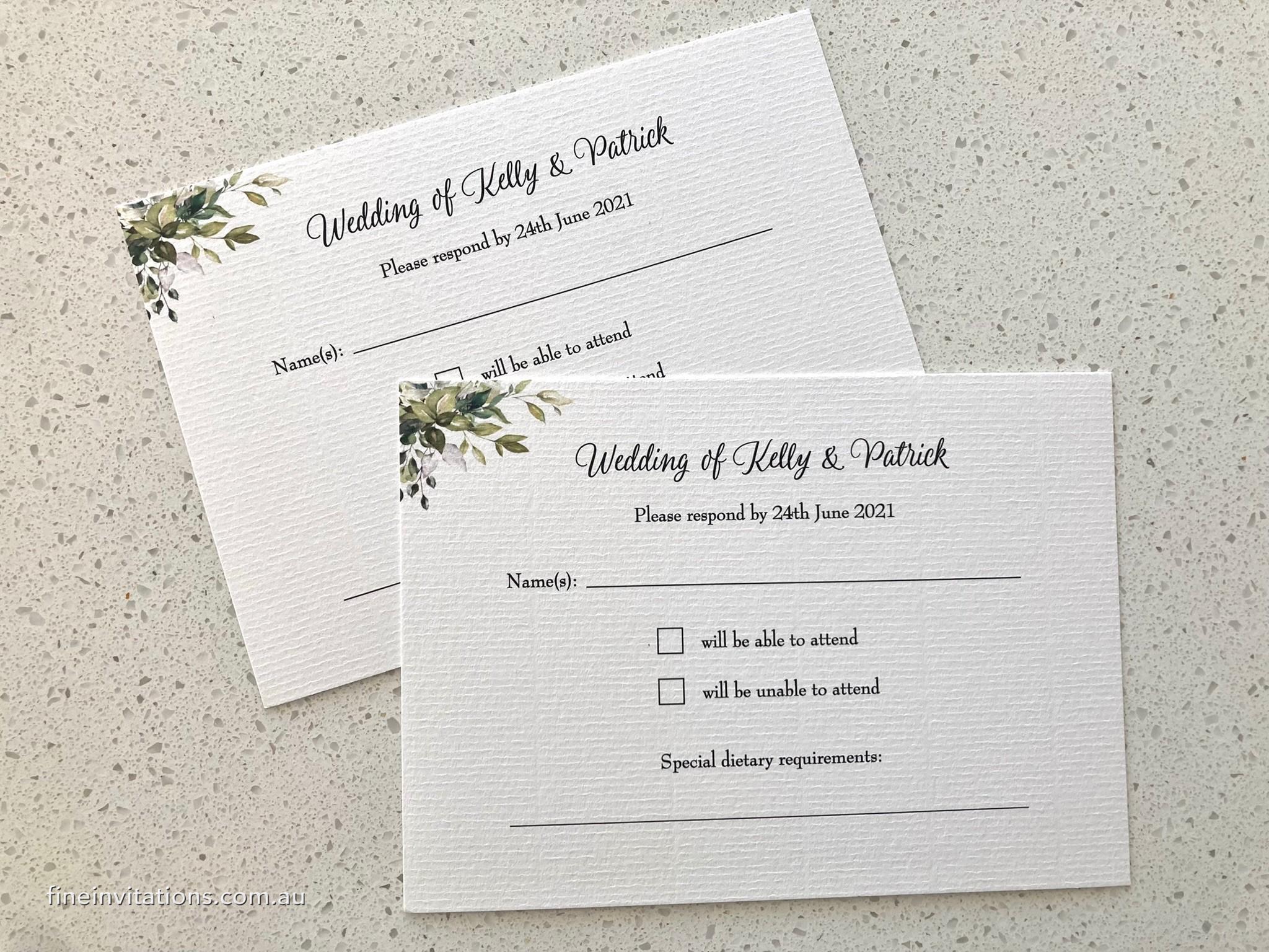 Sydney Wedding RSVP cards