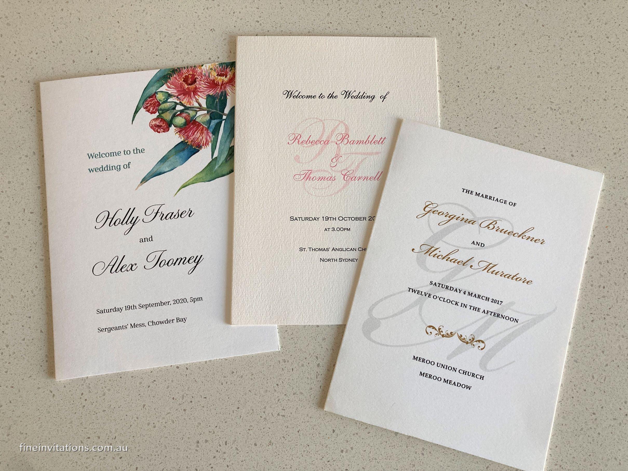 Sydney wedding programs