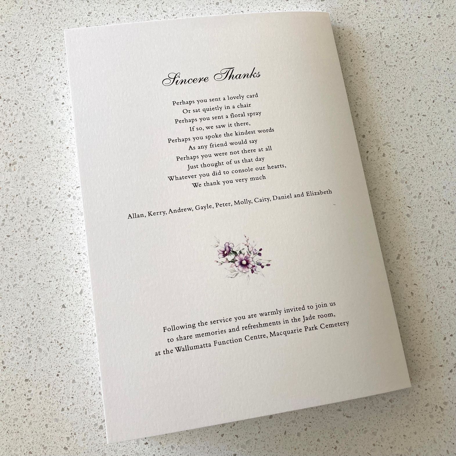 Funeral booklets and order of service - Fine Invitations Sydney