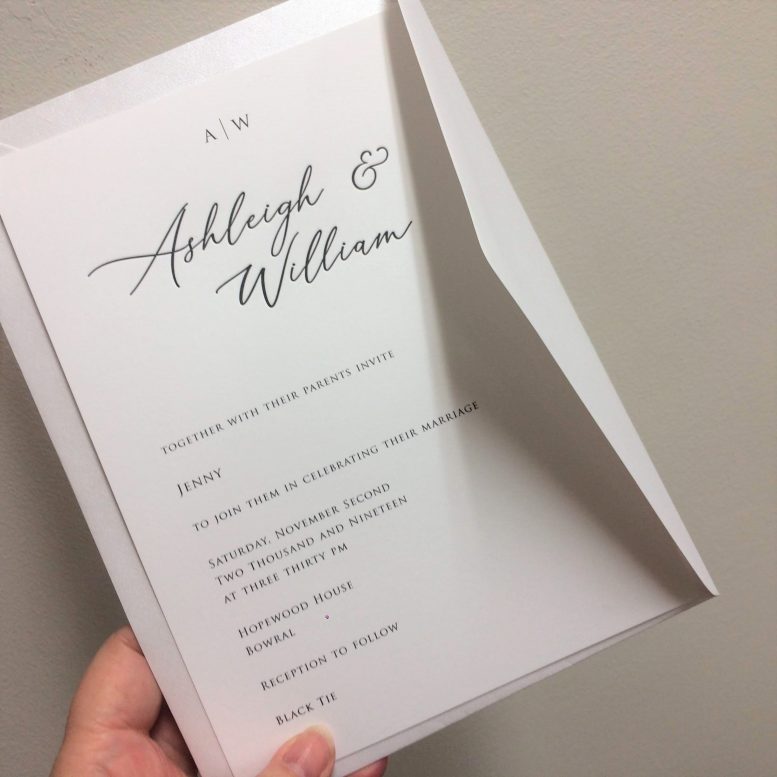 minimalist wedding invitations sydney