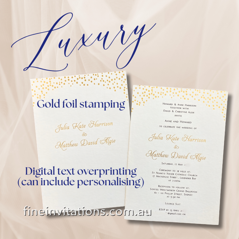 personalised gold foil wedding invitations