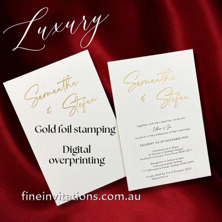 personalised gold foil wedding invitations