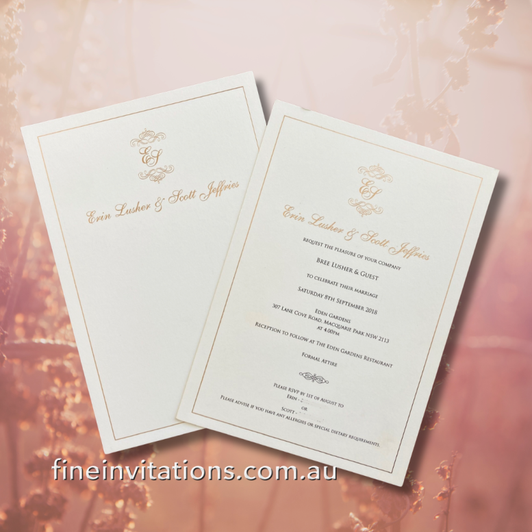 personalised rose gold foil wedding invitations