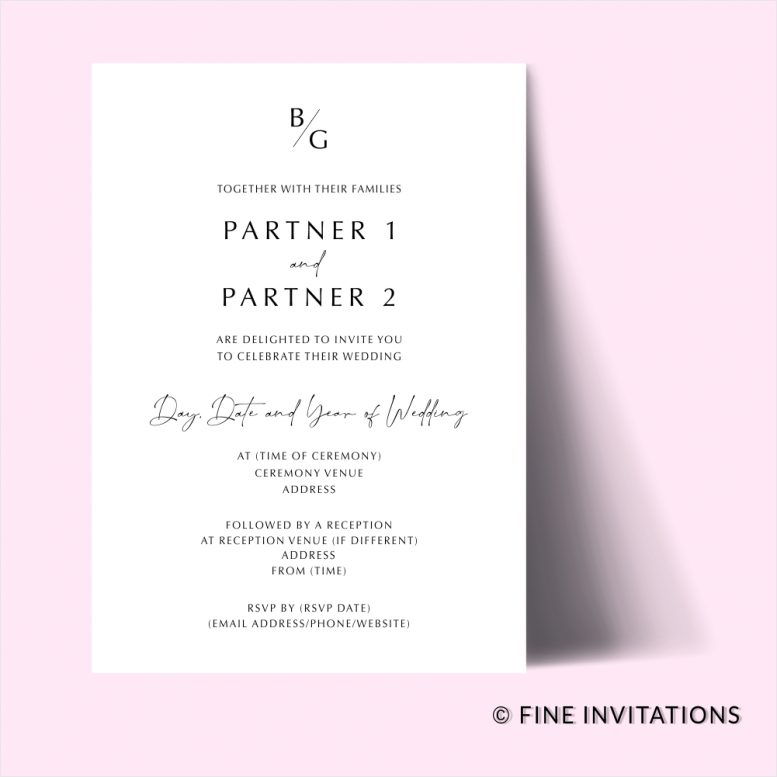 Sydney wedding invitations modern monogram