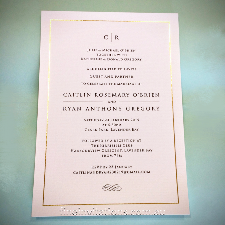 elegant wedding invitations Sydney
