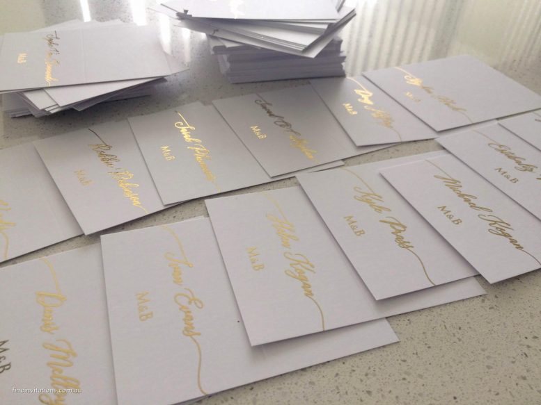 gold foil wedding place cards Sydney