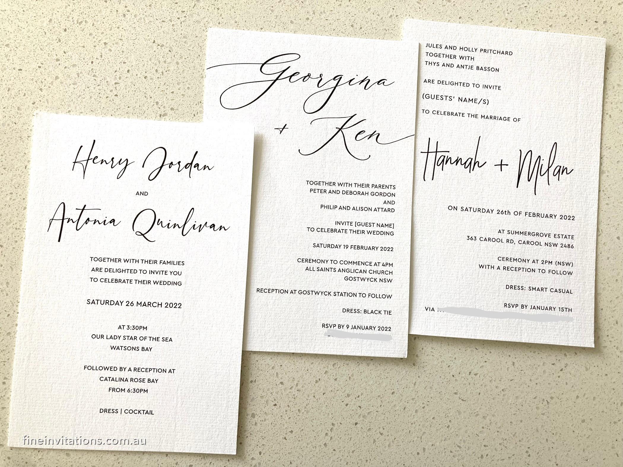 Sydney wedding calligraphy script invitations