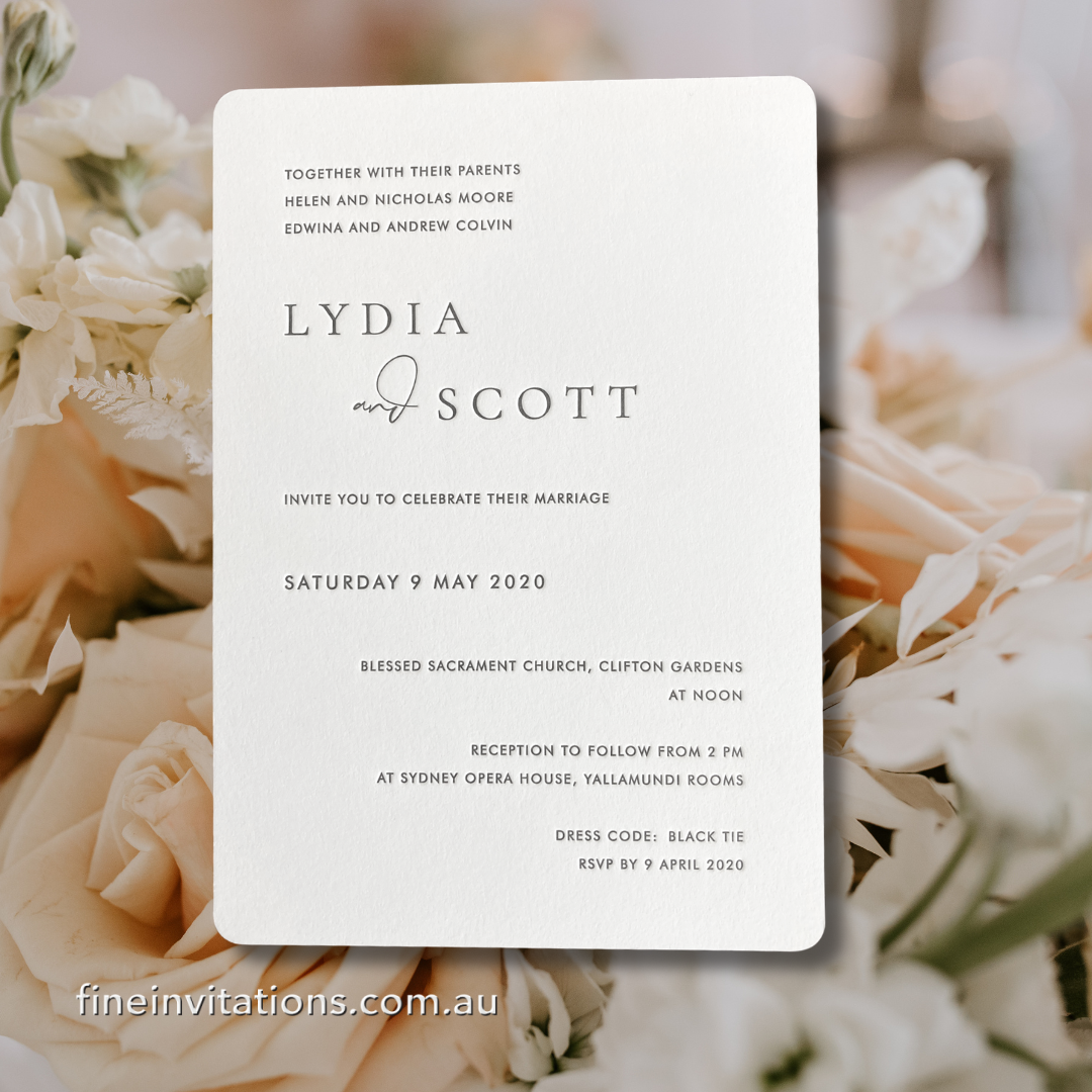 simply stylish letterpress wedding invitations Sydney